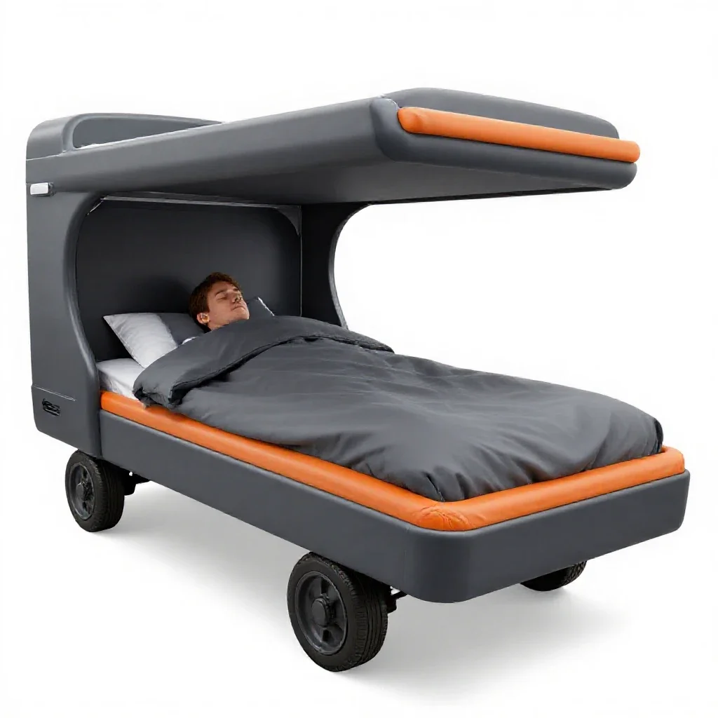 Sleeping car isolated on a white background
