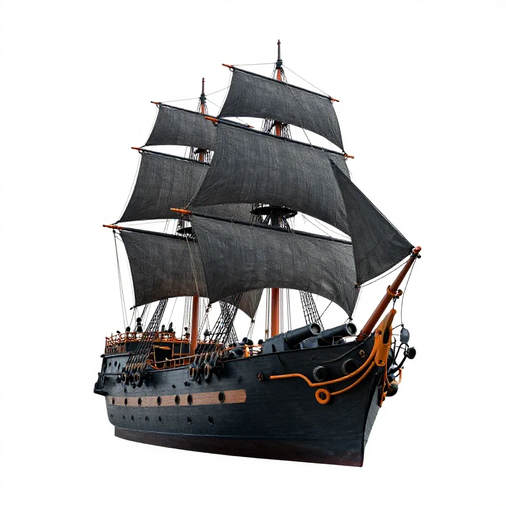 Sloop of war isolated on a white background