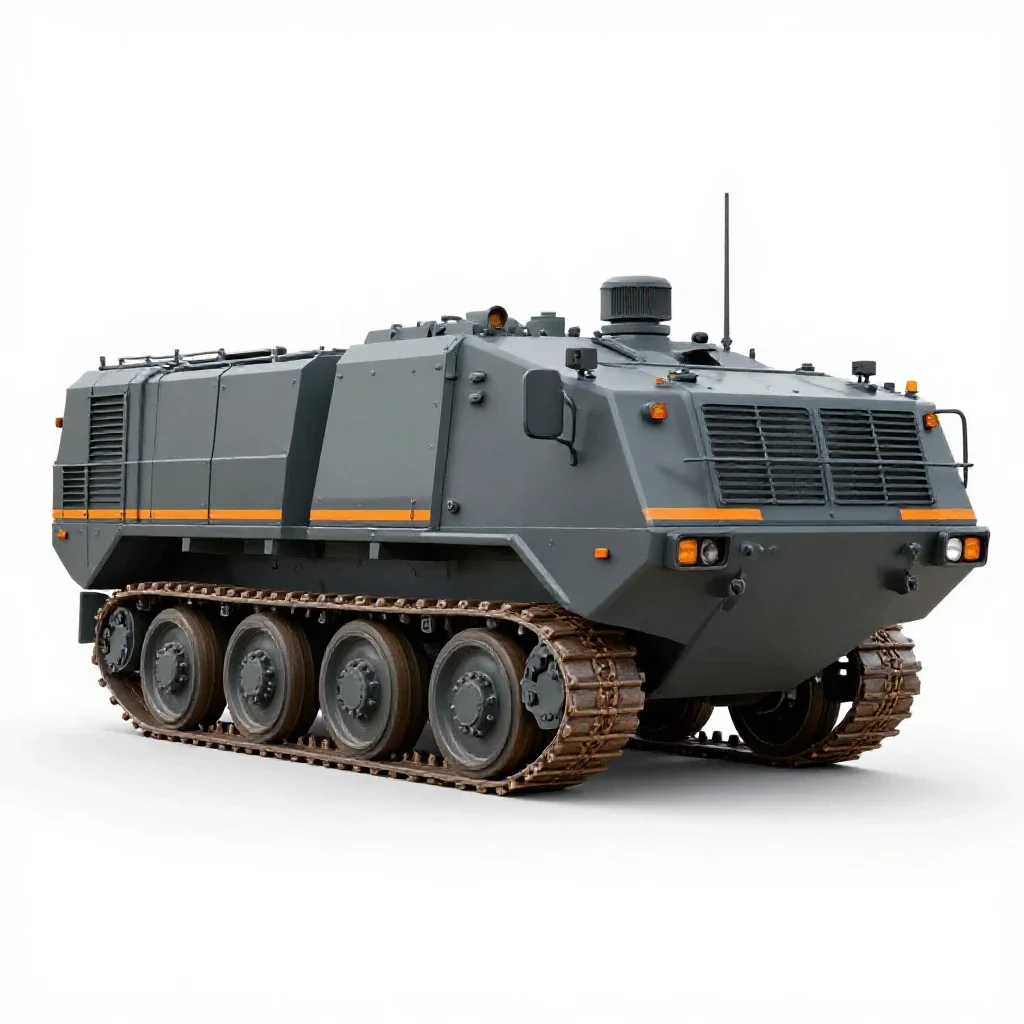 Tracked vehicle isolated on a white background
