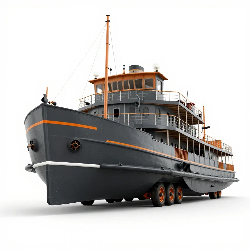 Tramp steamer isolated on a white background