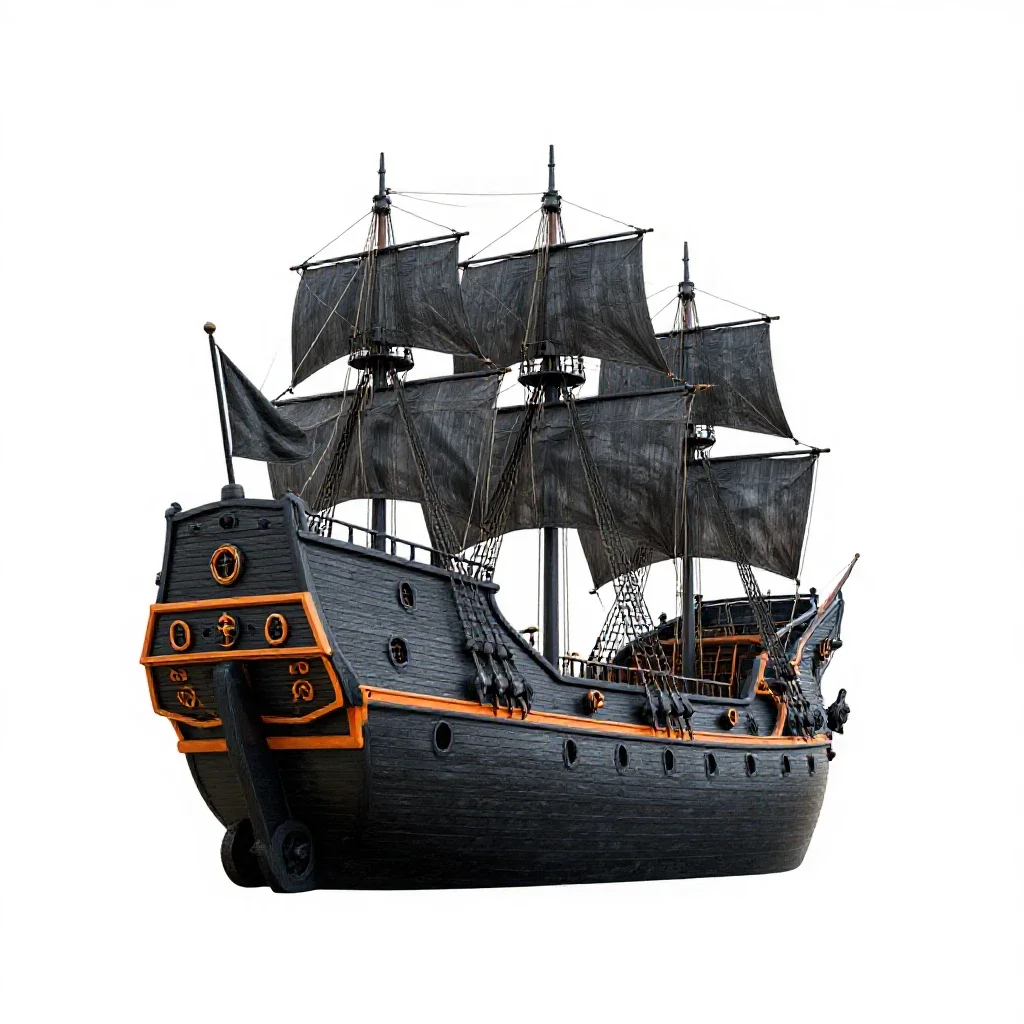 Treasure ship isolated on a white background
