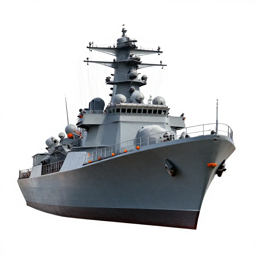 Warship isolated on a white background