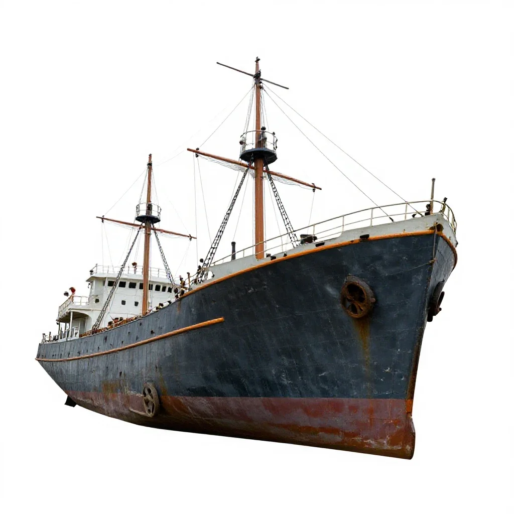 Abandoned ship isolated on a white background