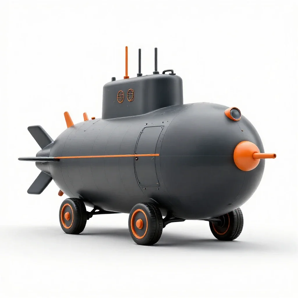 Auxiliary research submarine isolated on a white background