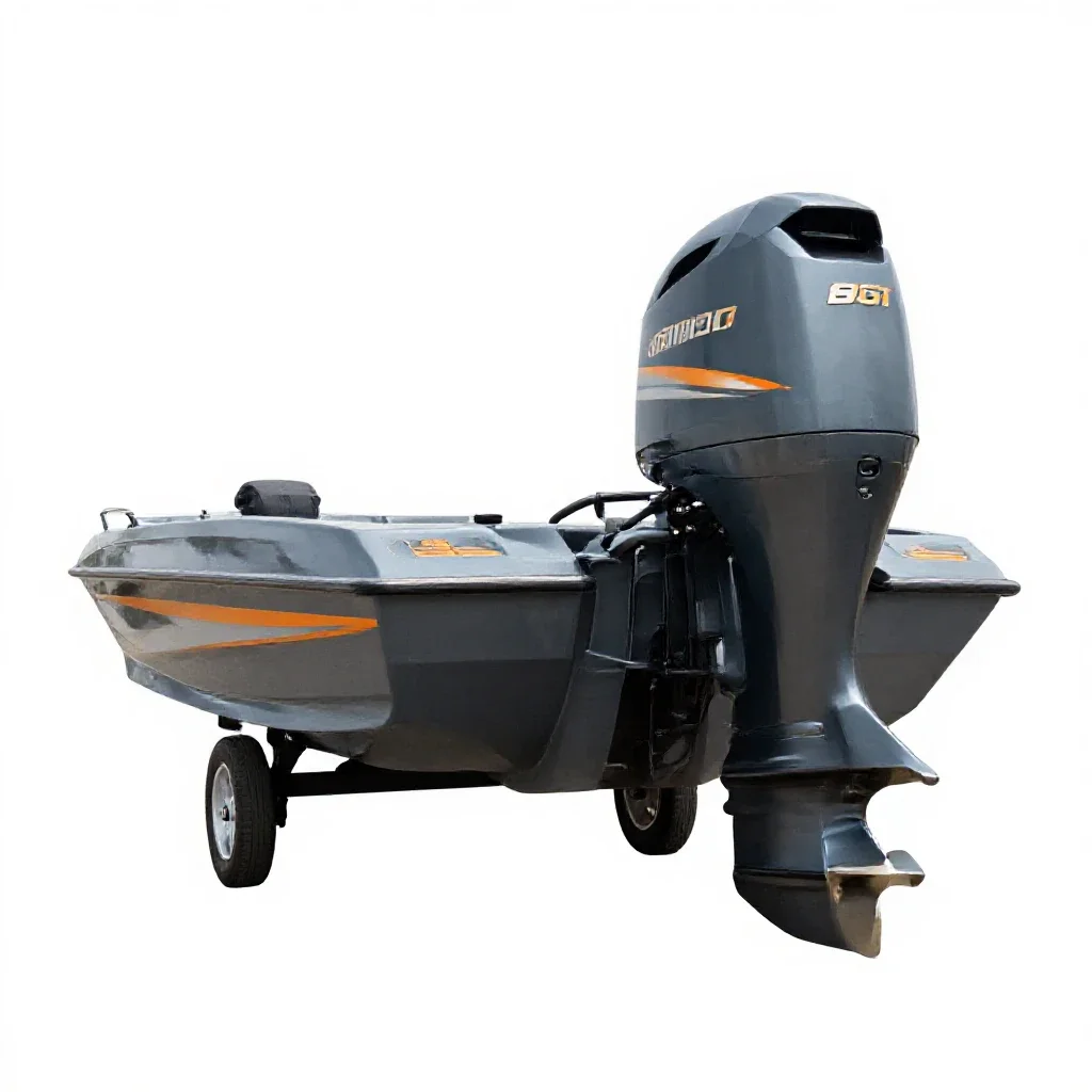 Outboard motorboat isolated on a white background