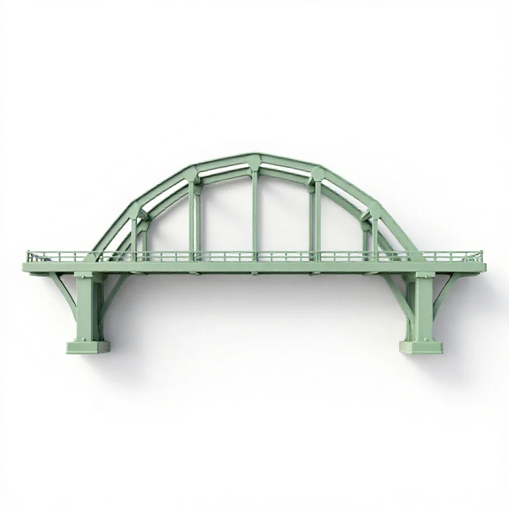 Steel arch bridge isolated on a white background