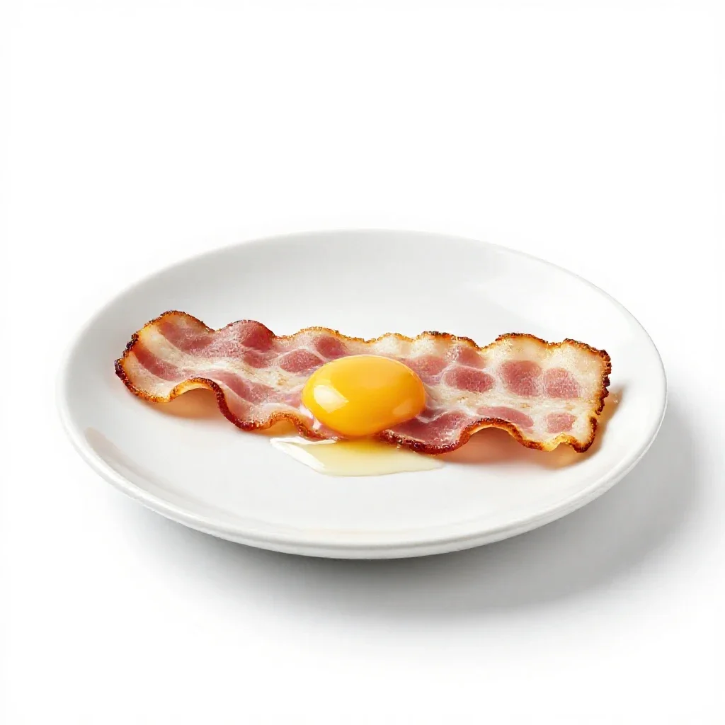 Bacon and eggs isolated on a white background