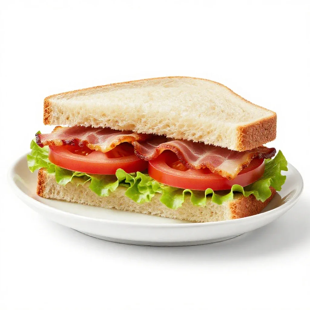 Bacon-lettuce-tomato sandwich isolated on a white background