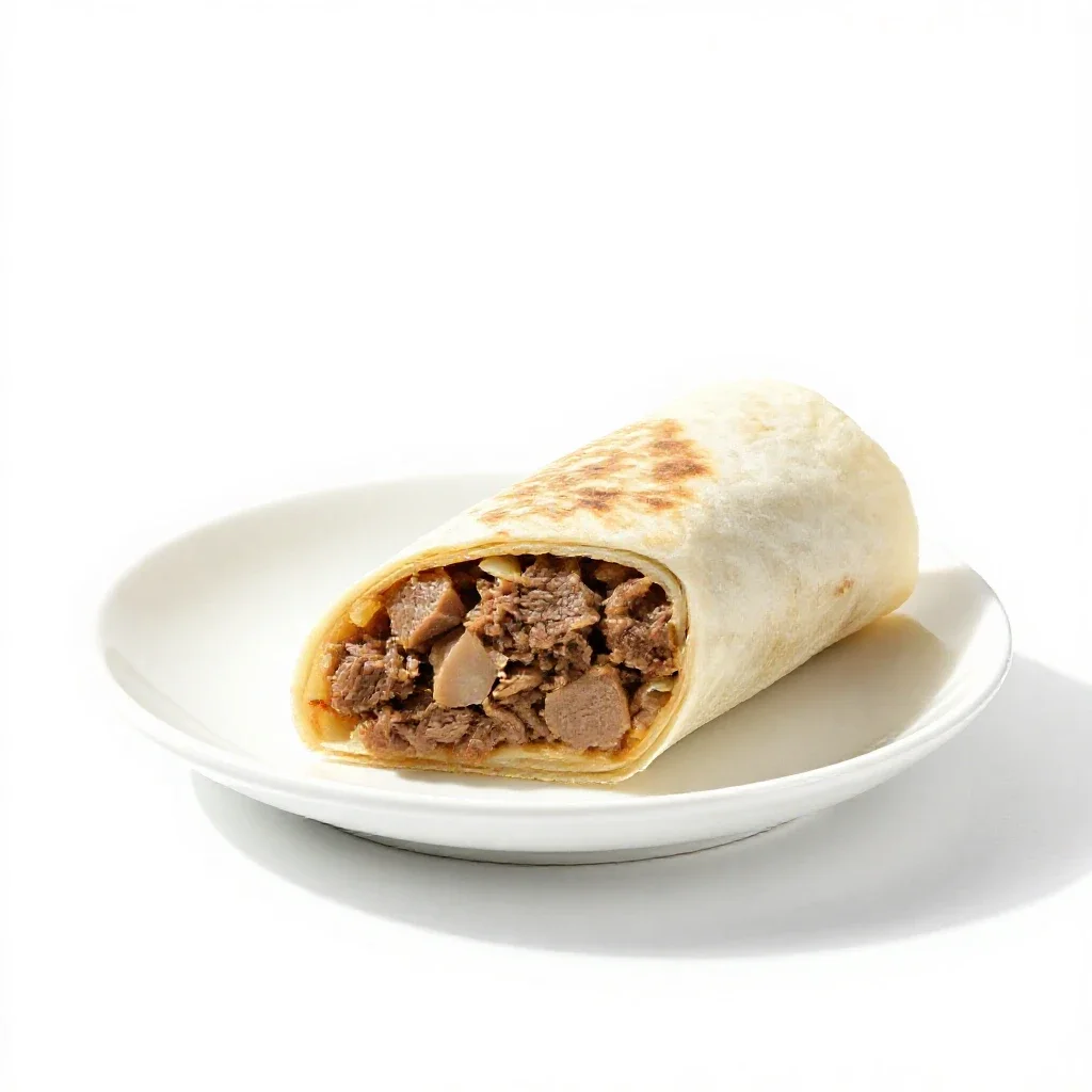 Beef burrito isolated on a white background