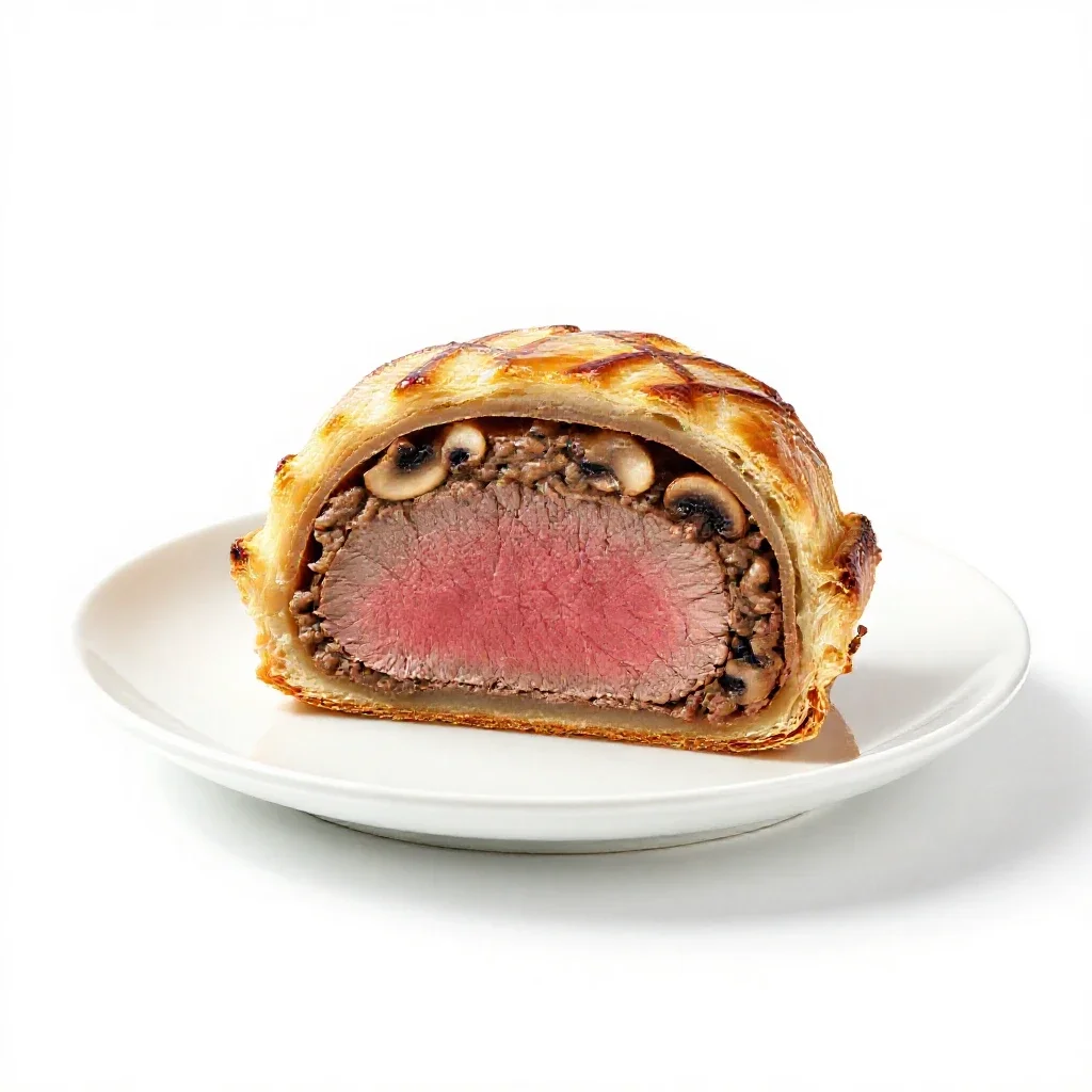 Beef Wellington isolated on a white background