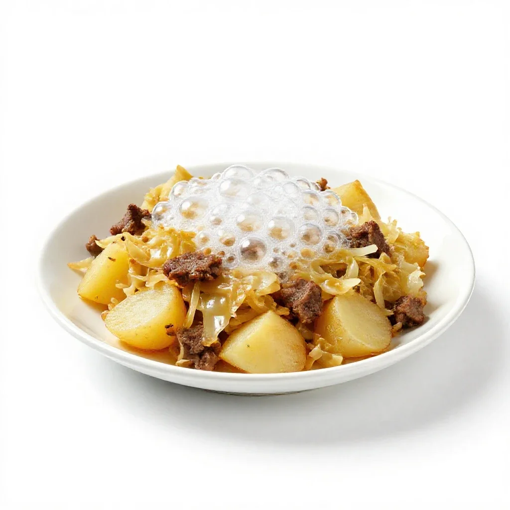 Bubble and squeak isolated on a white background