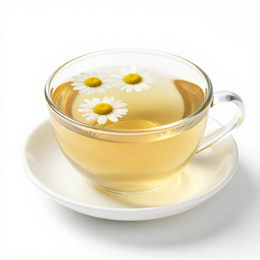 Camomile tea isolated on a white background