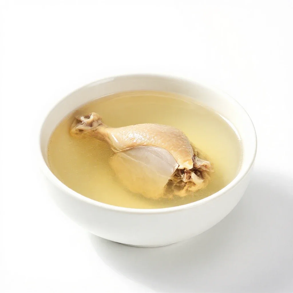 Chicken broth isolated on a white background