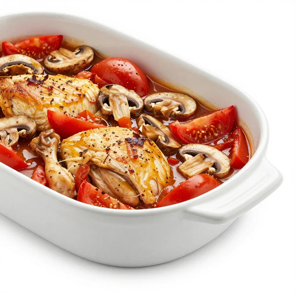 Chicken cacciatore isolated on a white background