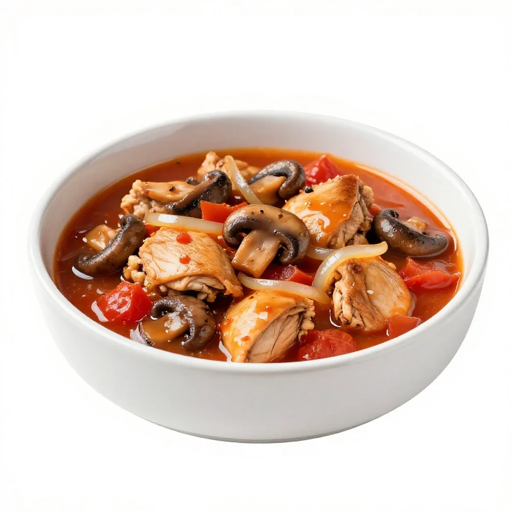 Chicken Marengo isolated on a white background