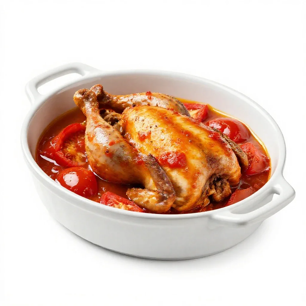 Chicken provencale isolated on a white background