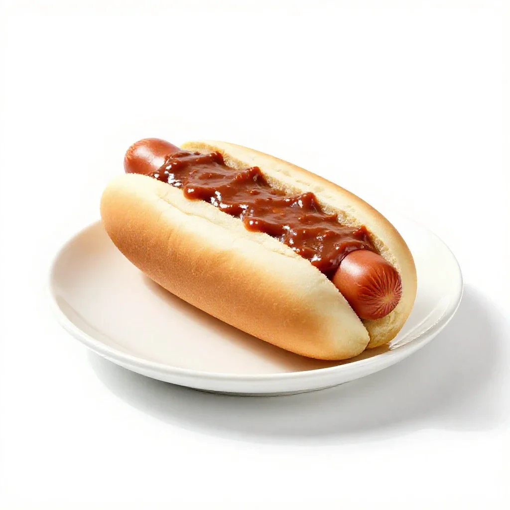 Chili dog isolated on a white background