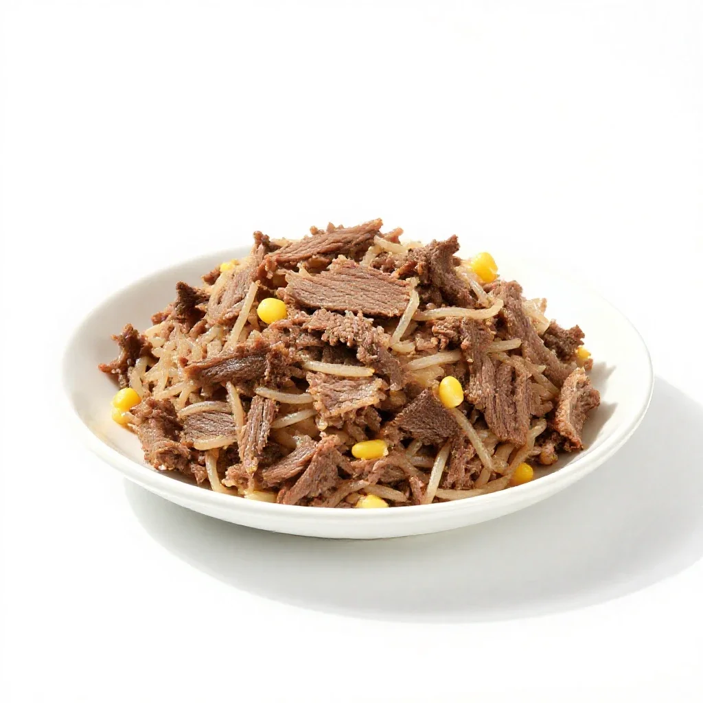 Corned beef hash isolated on a white background