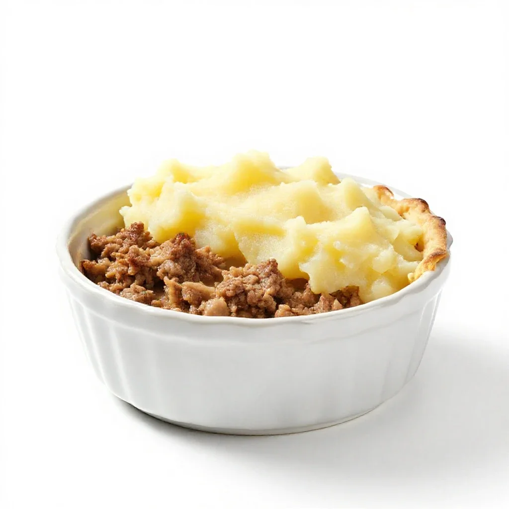 Cottage pie isolated on a white background