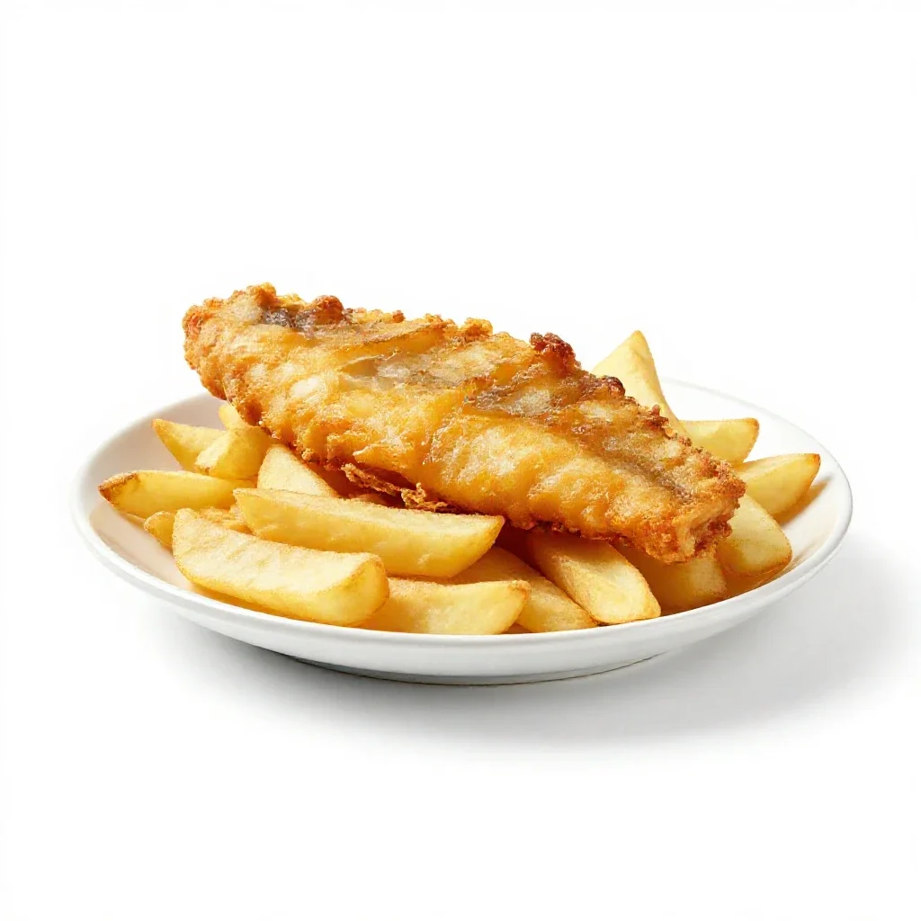 Fish and chips isolated on a white background