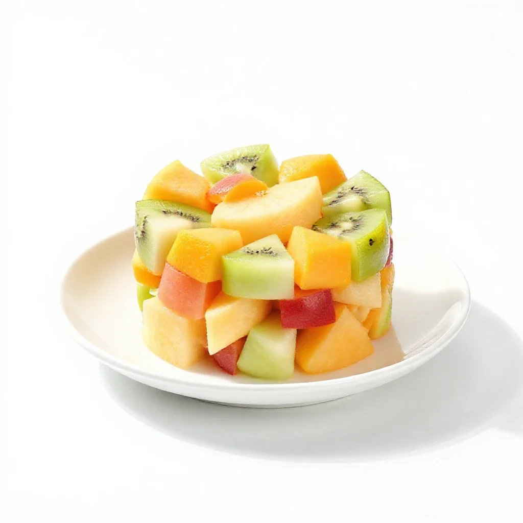 Fruit salad isolated on a white background