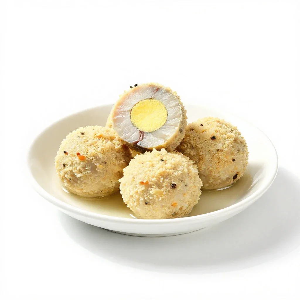 Gefilte fish isolated on a white background