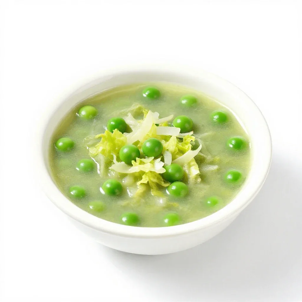 Green pea soup isolated on a white background
