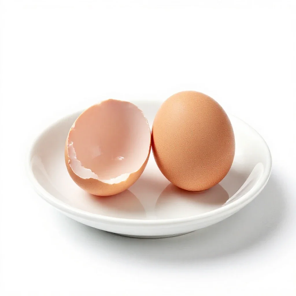 Ham and eggs isolated on a white background