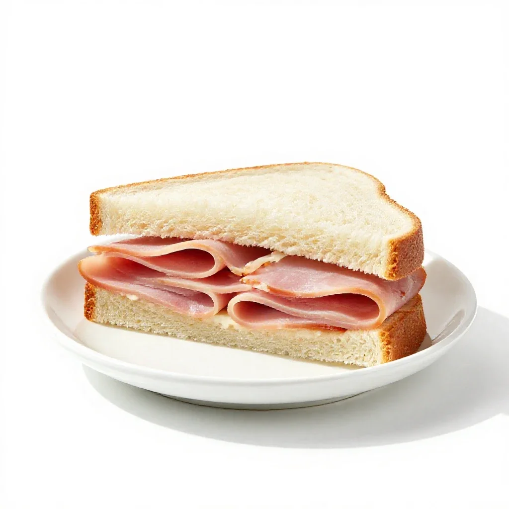 Ham sandwich isolated on a white background