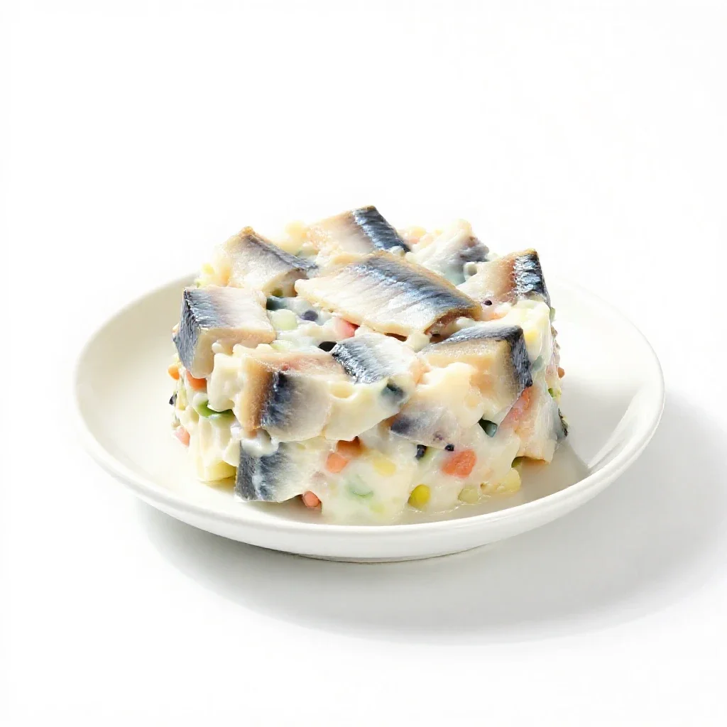Herring salad isolated on a white background