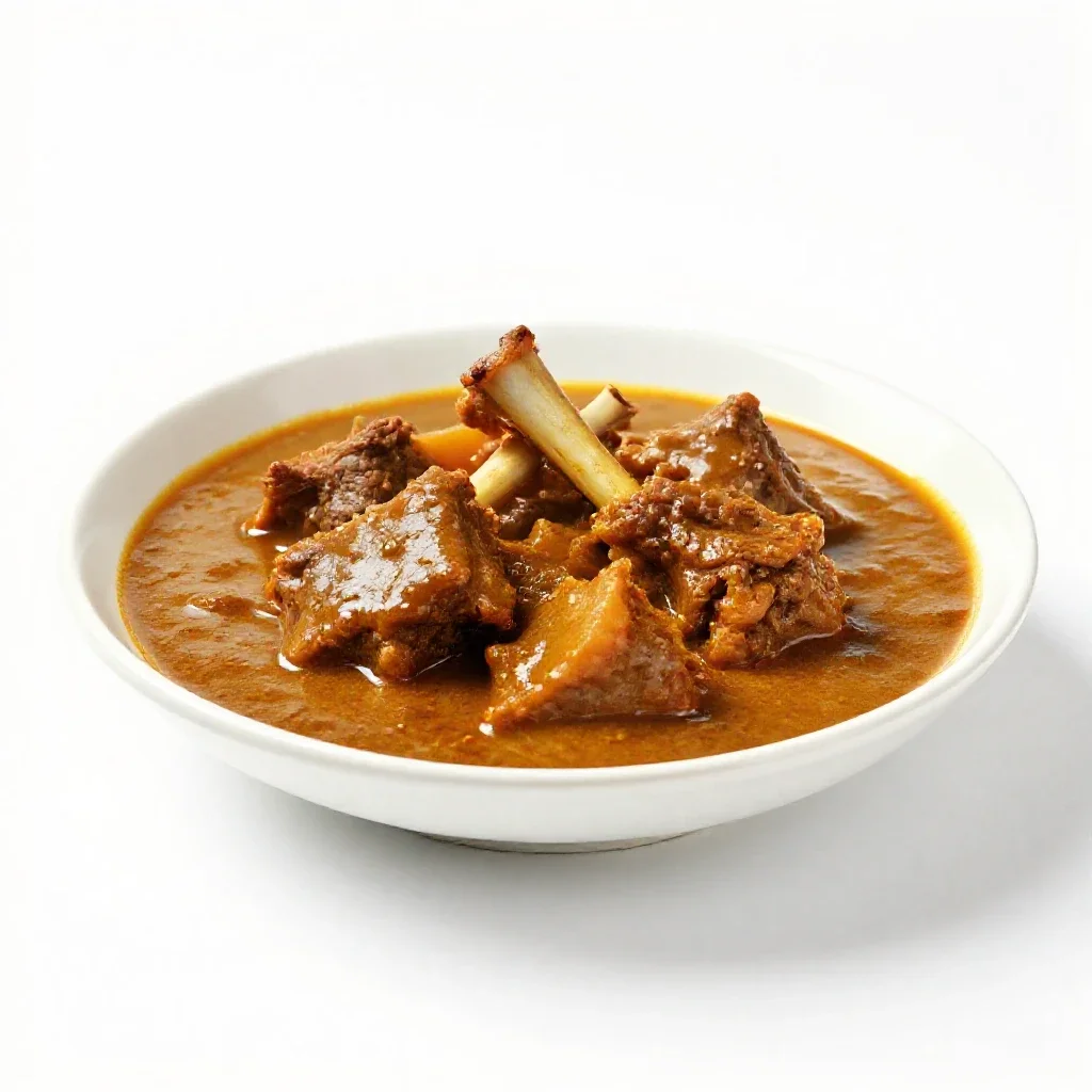 Lamb curry isolated on a white background