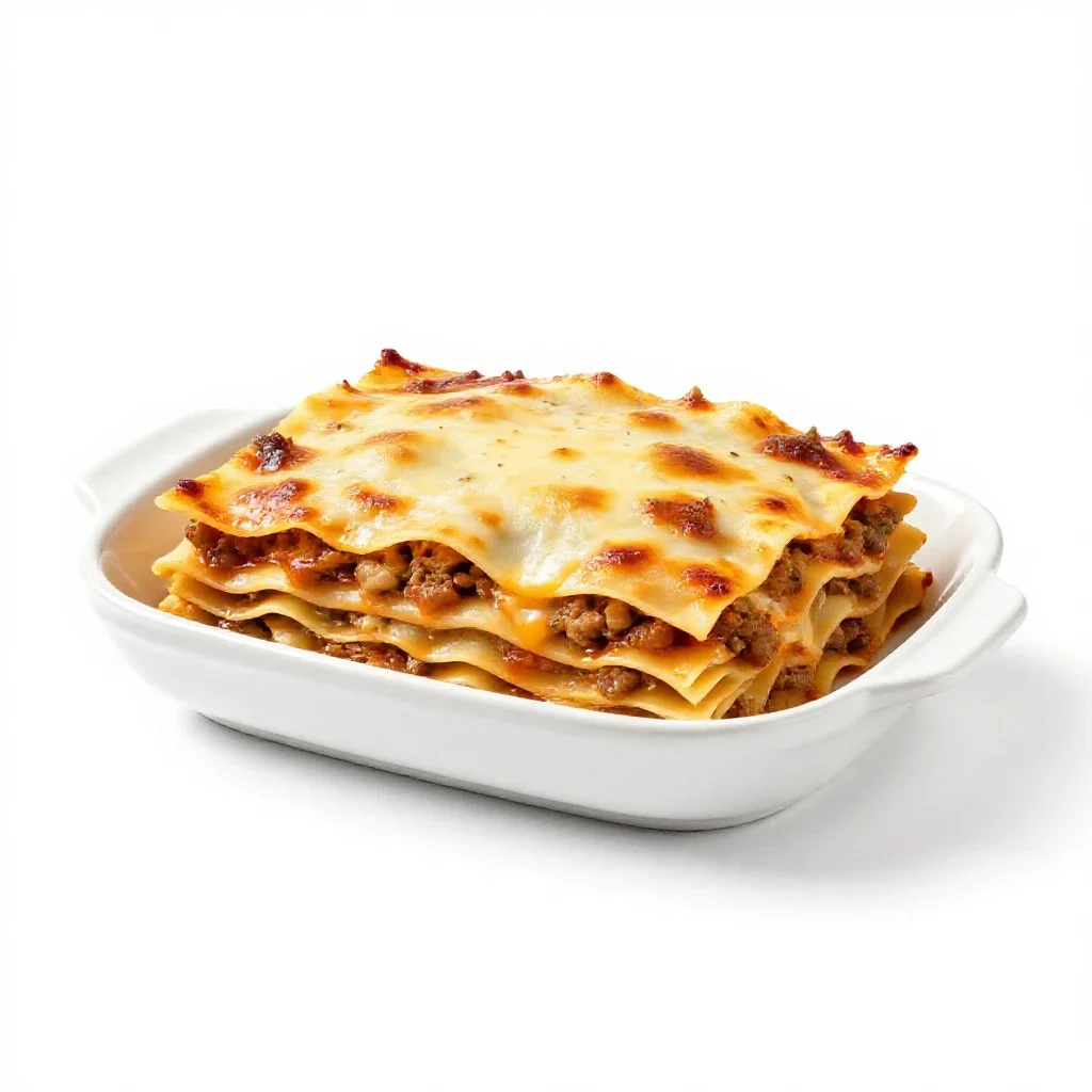 Lasagna isolated on a white background
