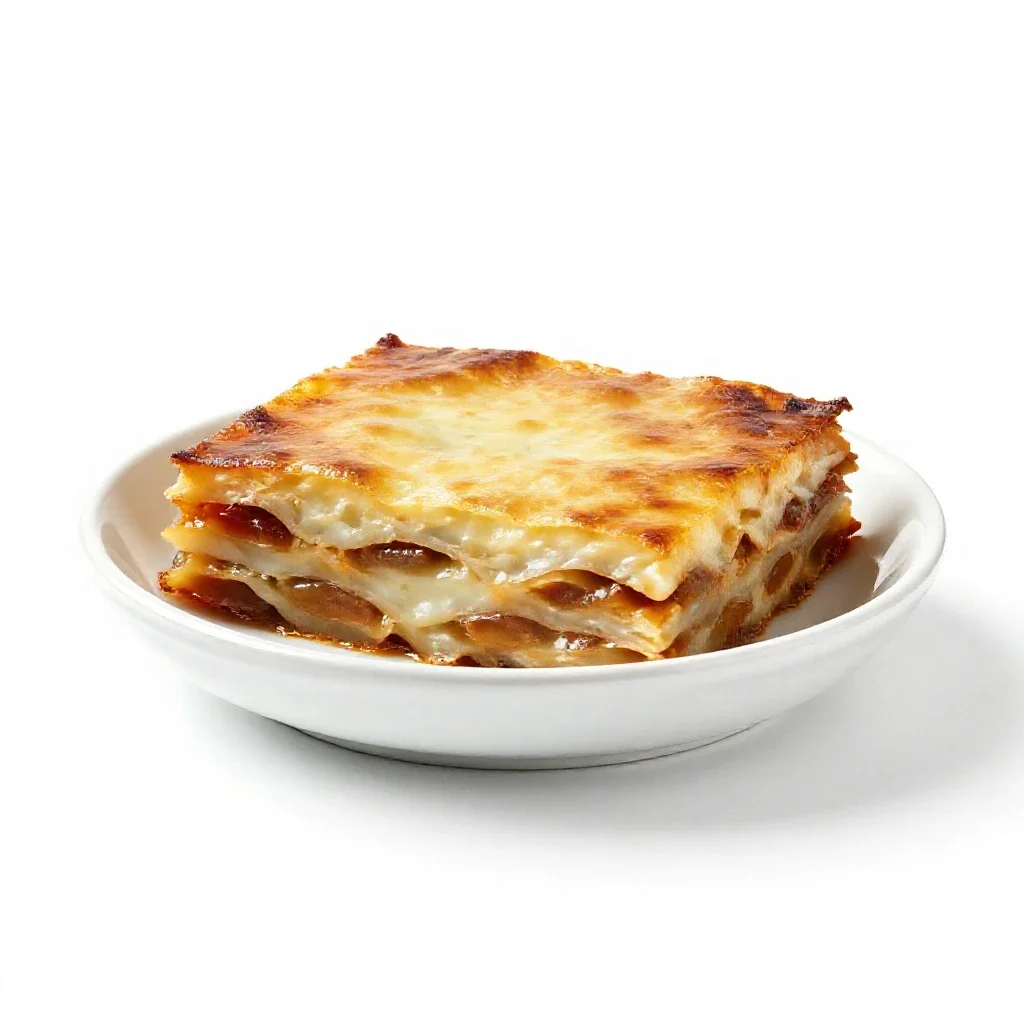 Moussaka isolated on a white background