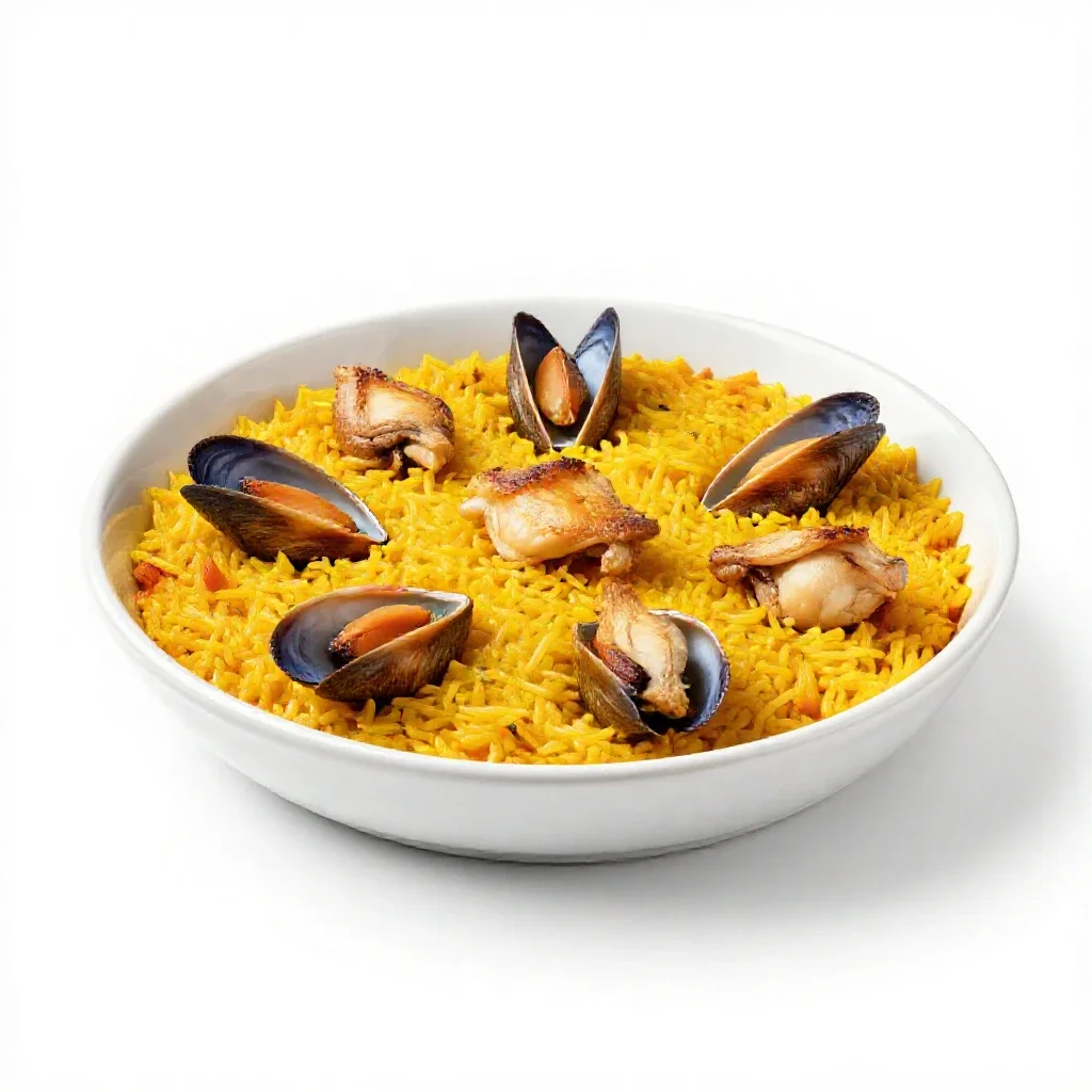 Paella isolated on a white background