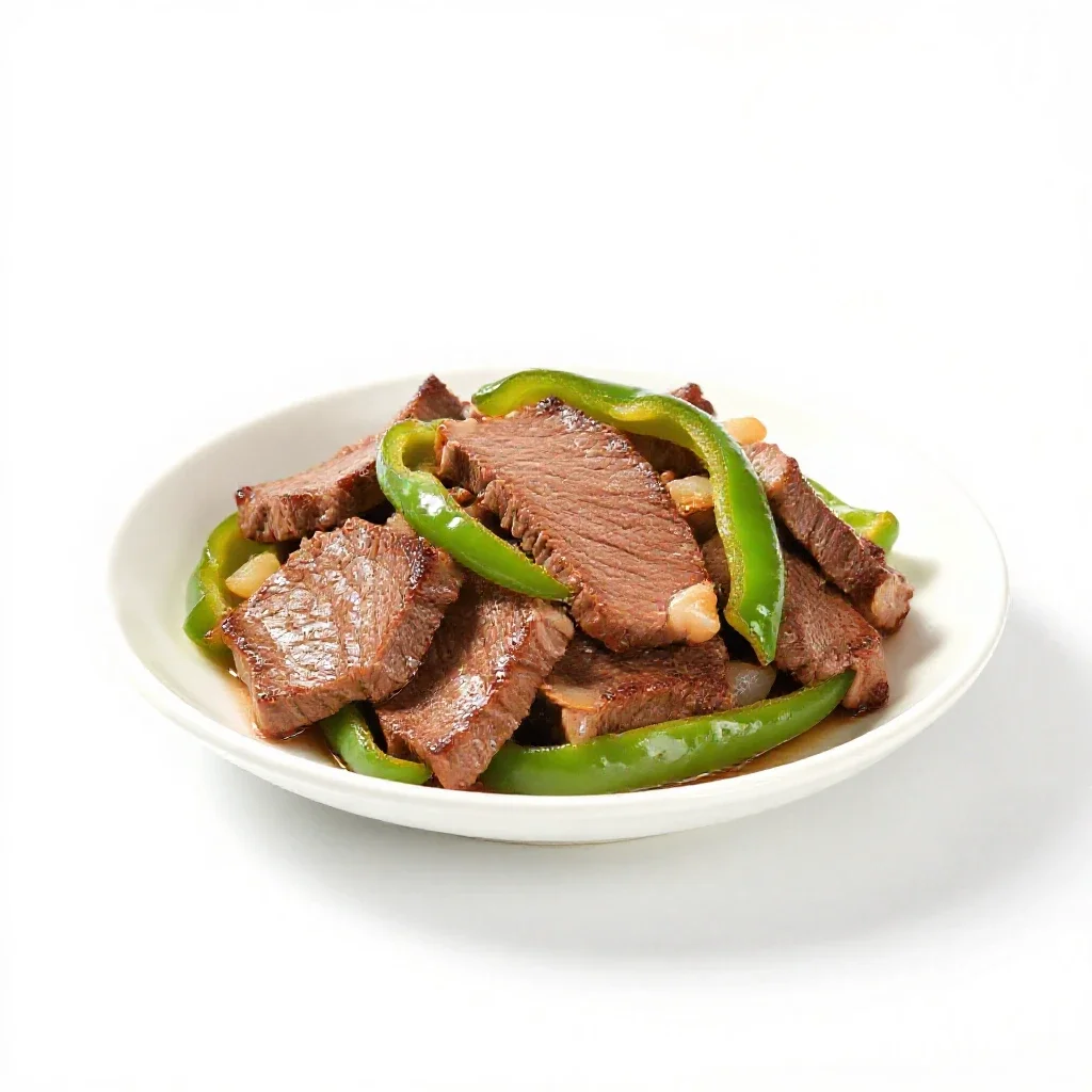 Pepper steak isolated on a white background