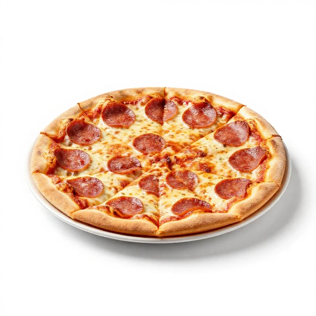 Pepperoni pizza isolated on a white background