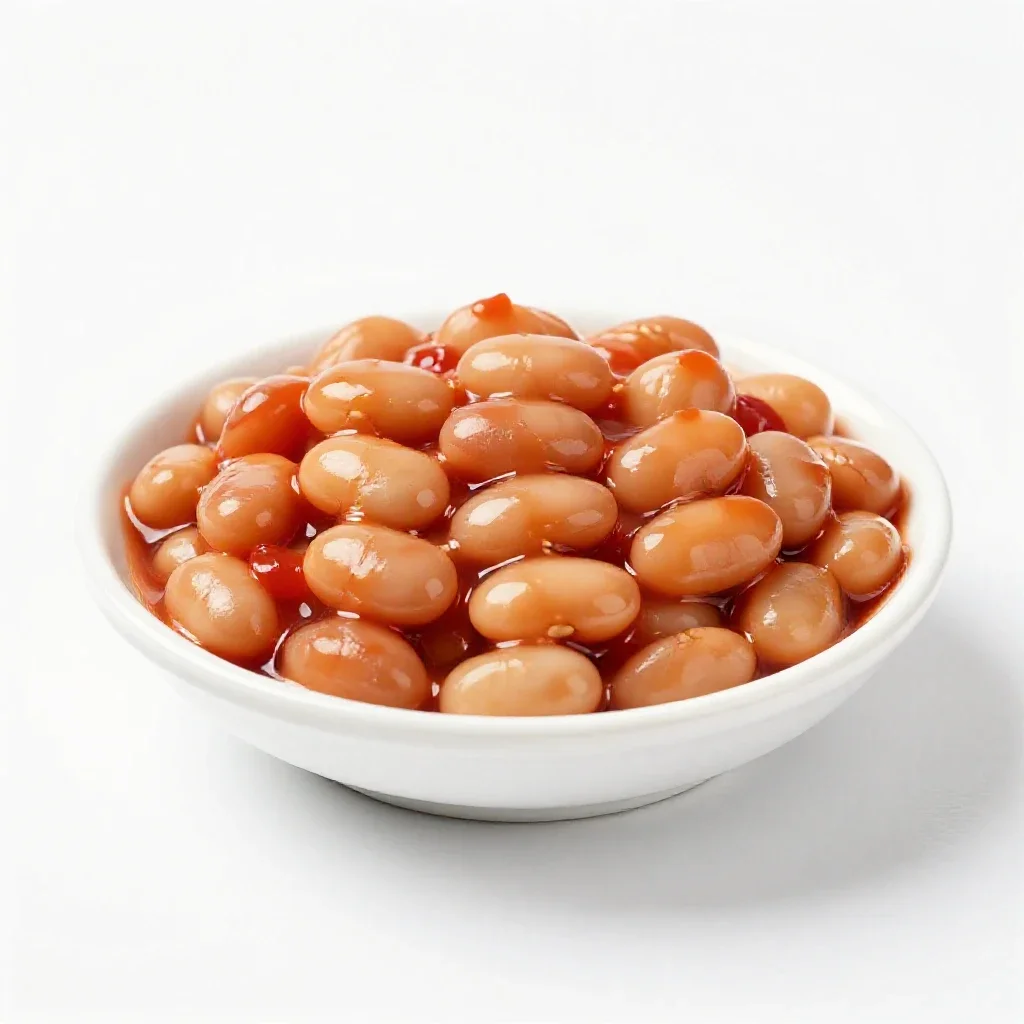 Pork and beans isolated on a white background