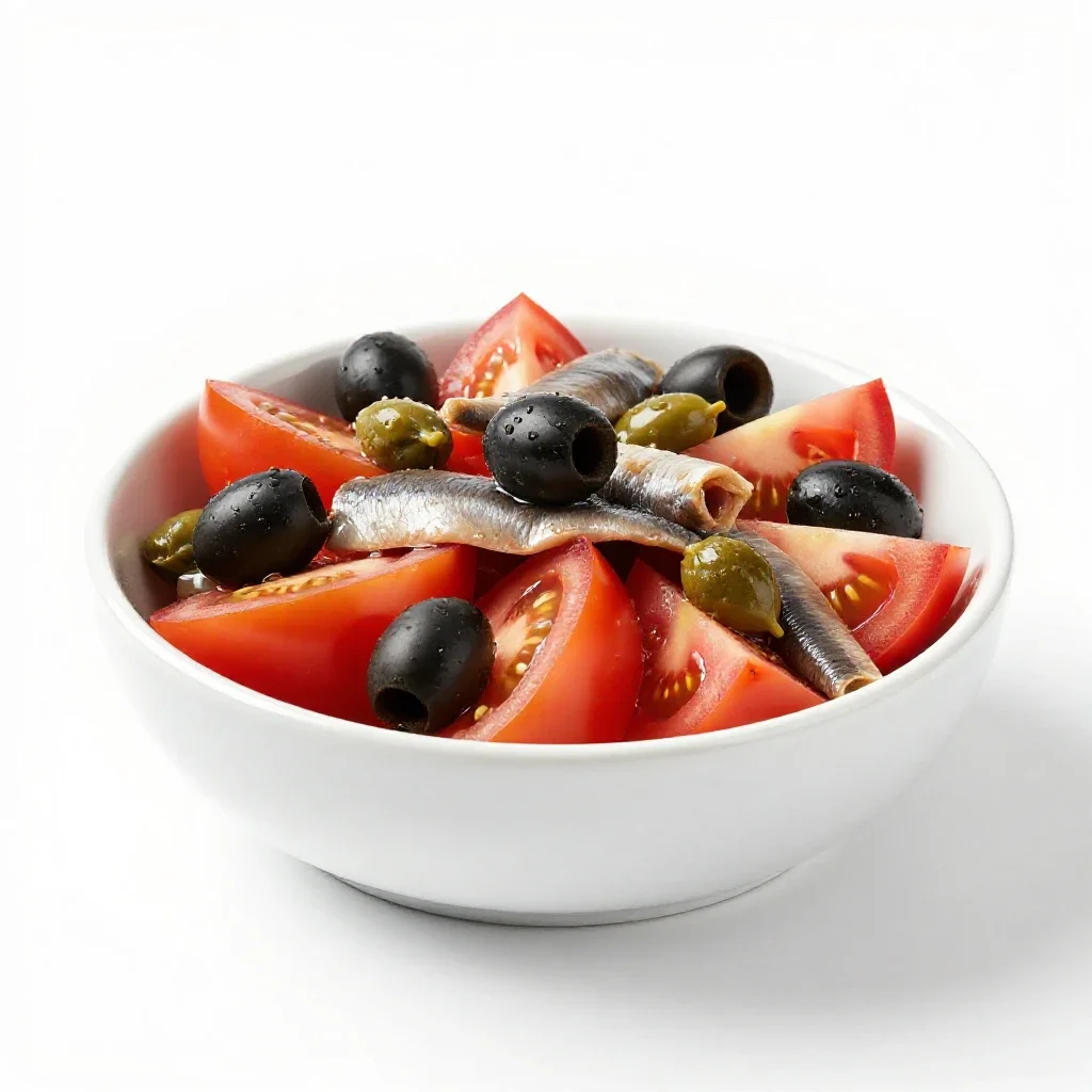 Salad nicoise isolated on a white background