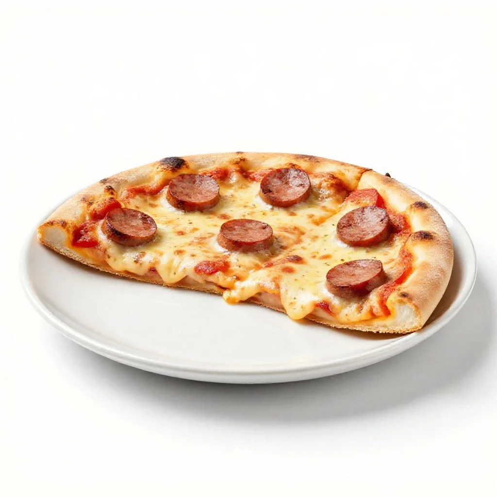 Sausage pizza isolated on a white background
