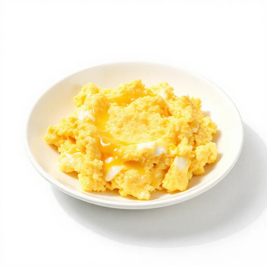 Scrambled eggs isolated on a white background