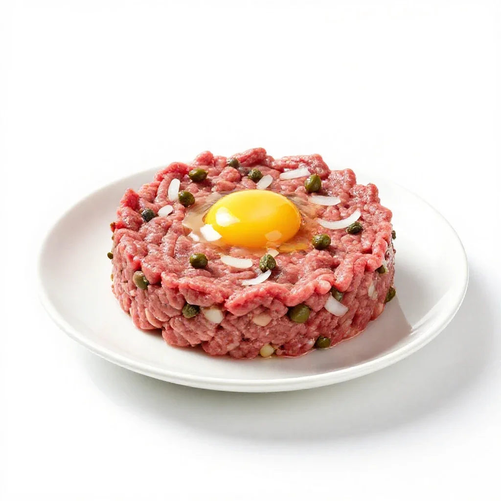 Steak tartare isolated on a white background