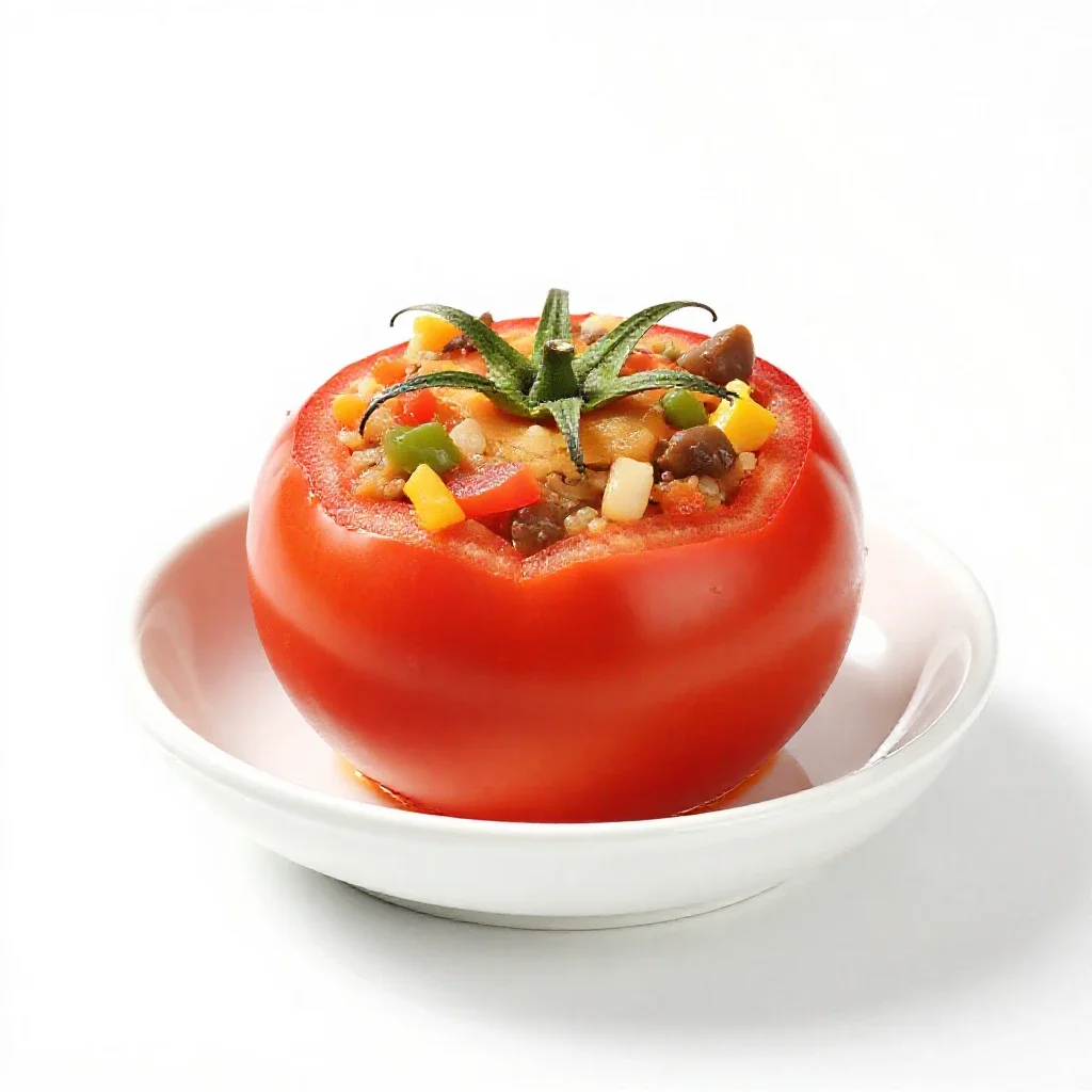 Stuffed tomato isolated on a white background