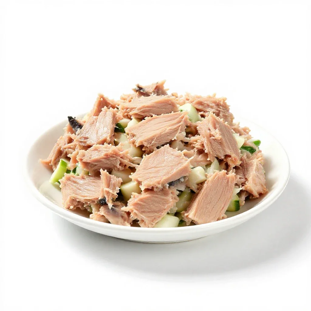 Tuna fish salad isolated on a white background
