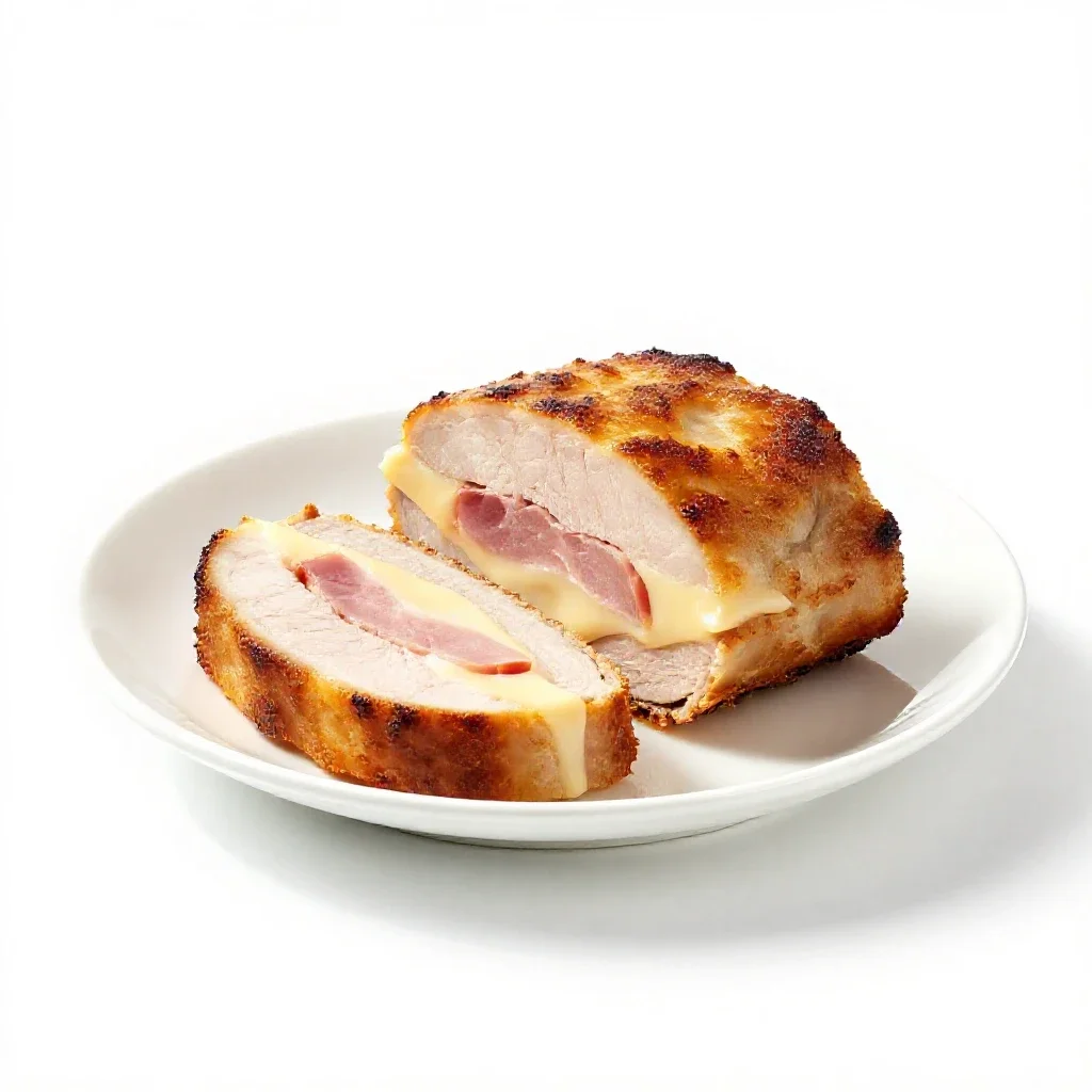 Veal cordon bleu isolated on a white background