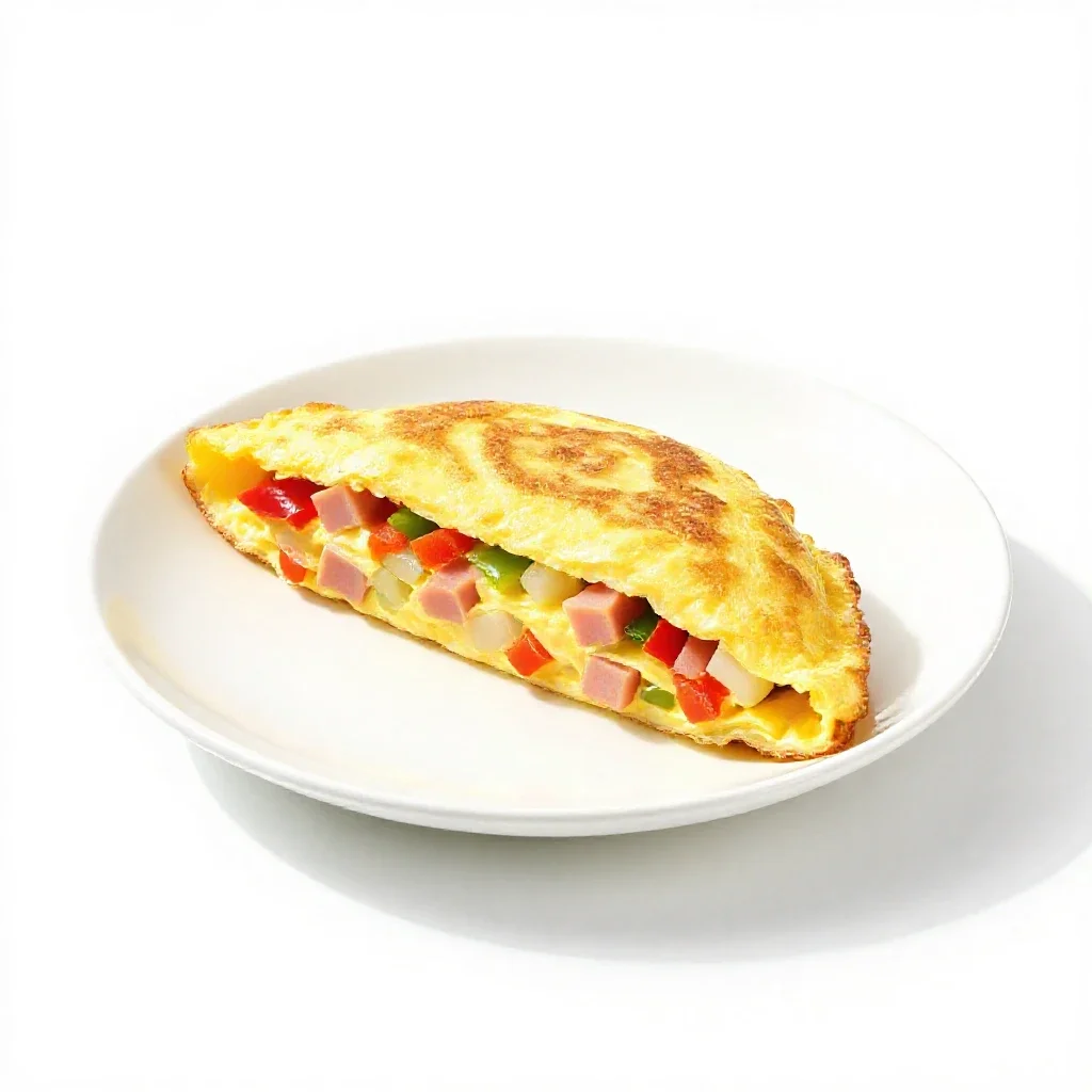 Western omelet isolated on a white background