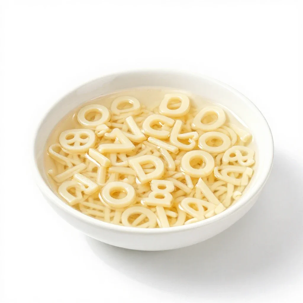 Alphabet soup isolated on a white background