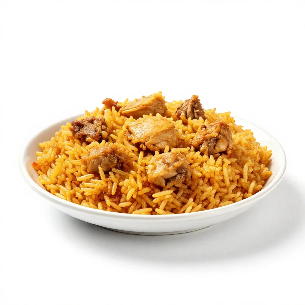 Arroz con pollo isolated on a white background