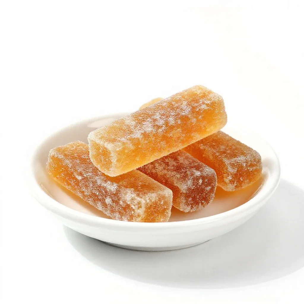 Crystallized ginger isolated on a white background