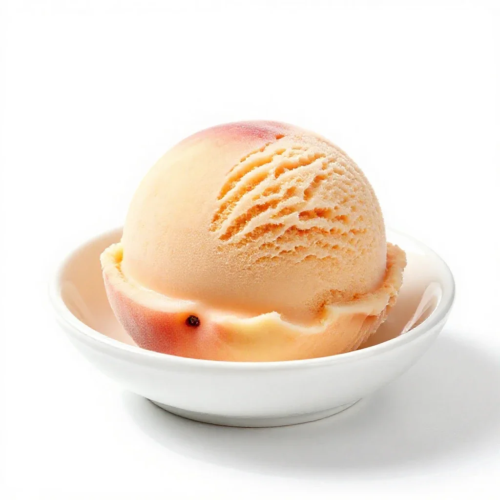 Peach ice cream isolated on a white background