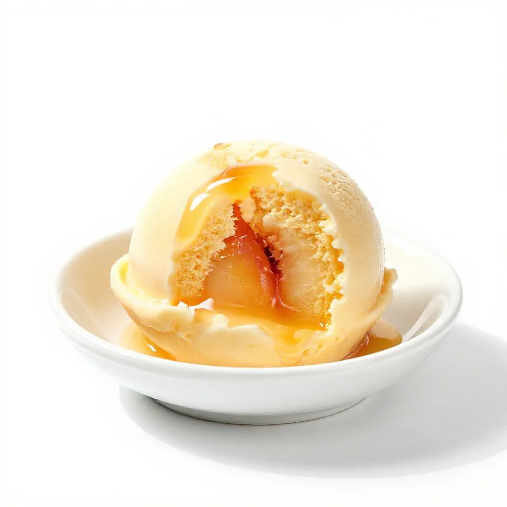 Peach melba isolated on a white background